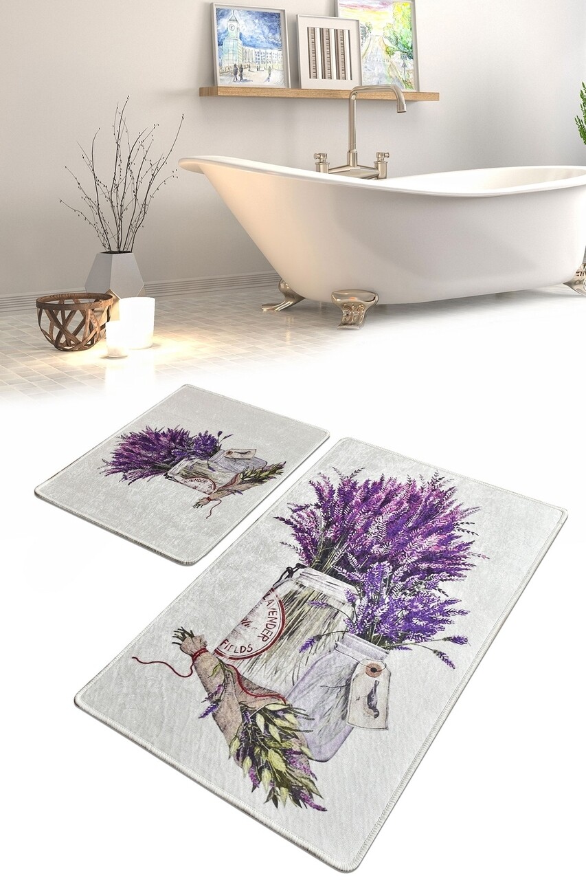 Set 2 covorase de baie Purpura, Chilai, 50x60 cm/60x100 cm, multicolor - imagine 3